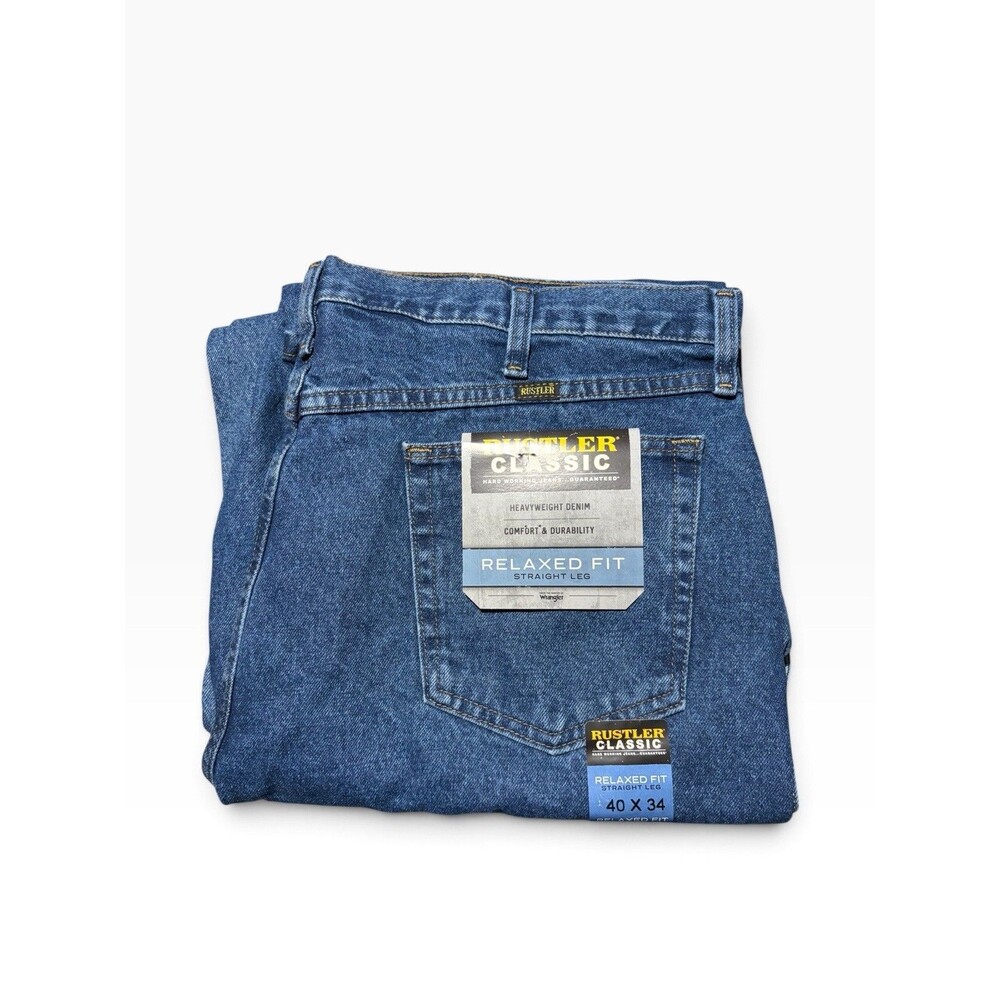 Rustler Classic Relaxed Fit Straight Leg Jeans 40 x 34 Heavyweight Denim lot 2